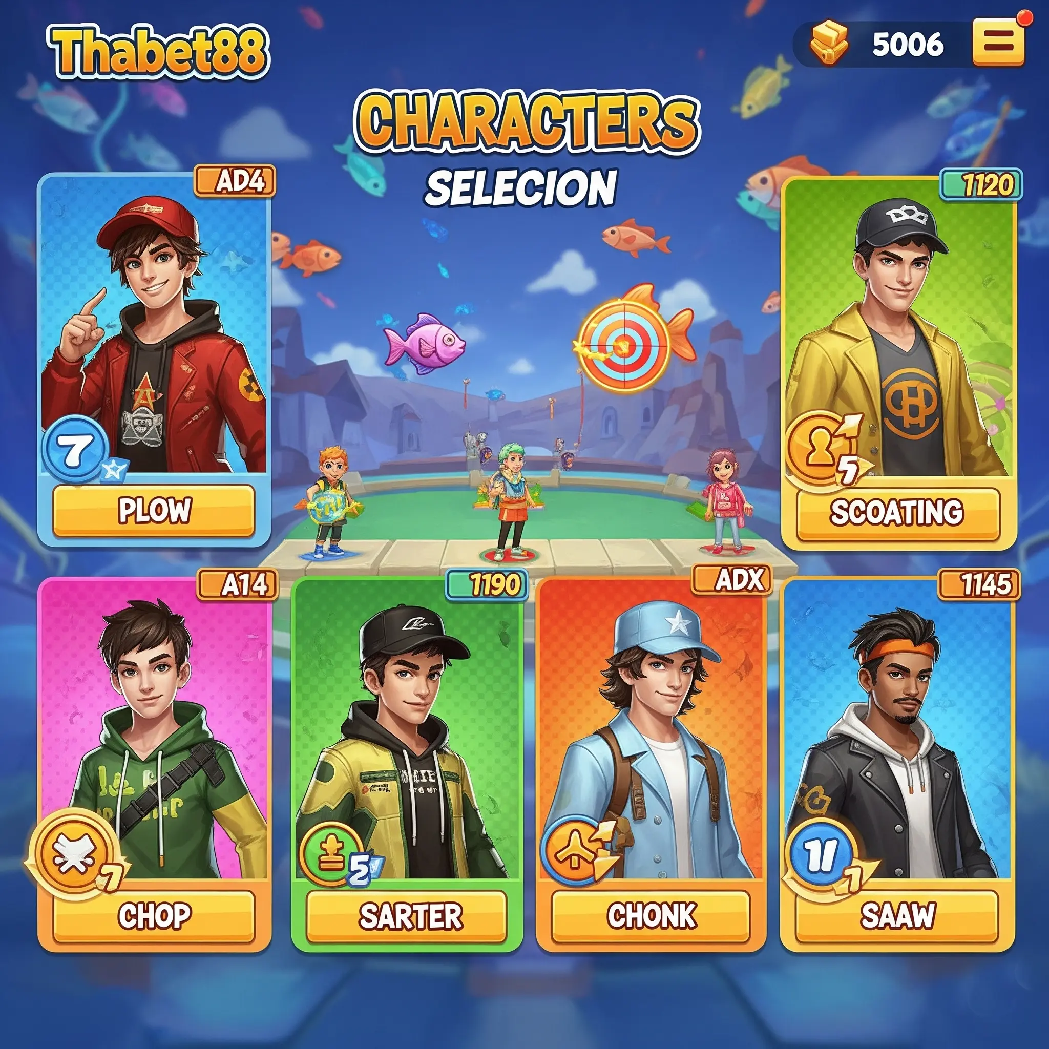 Người chơi đang lựa chọn nhân vật và chuẩn bị tham gia vào game bắn cá Thabet88.