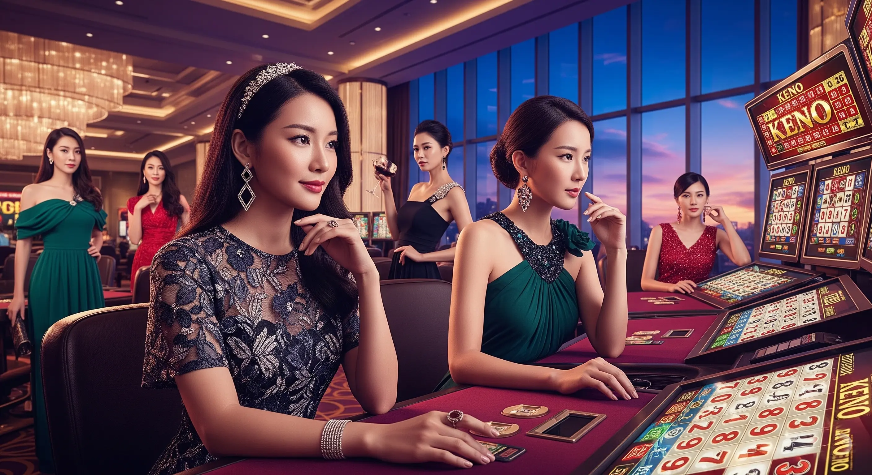 Hình ảnh một nhóm người đang vui vẻ chơi xổ số Keno tại Thabet88, thể hiện không khí giải trí.