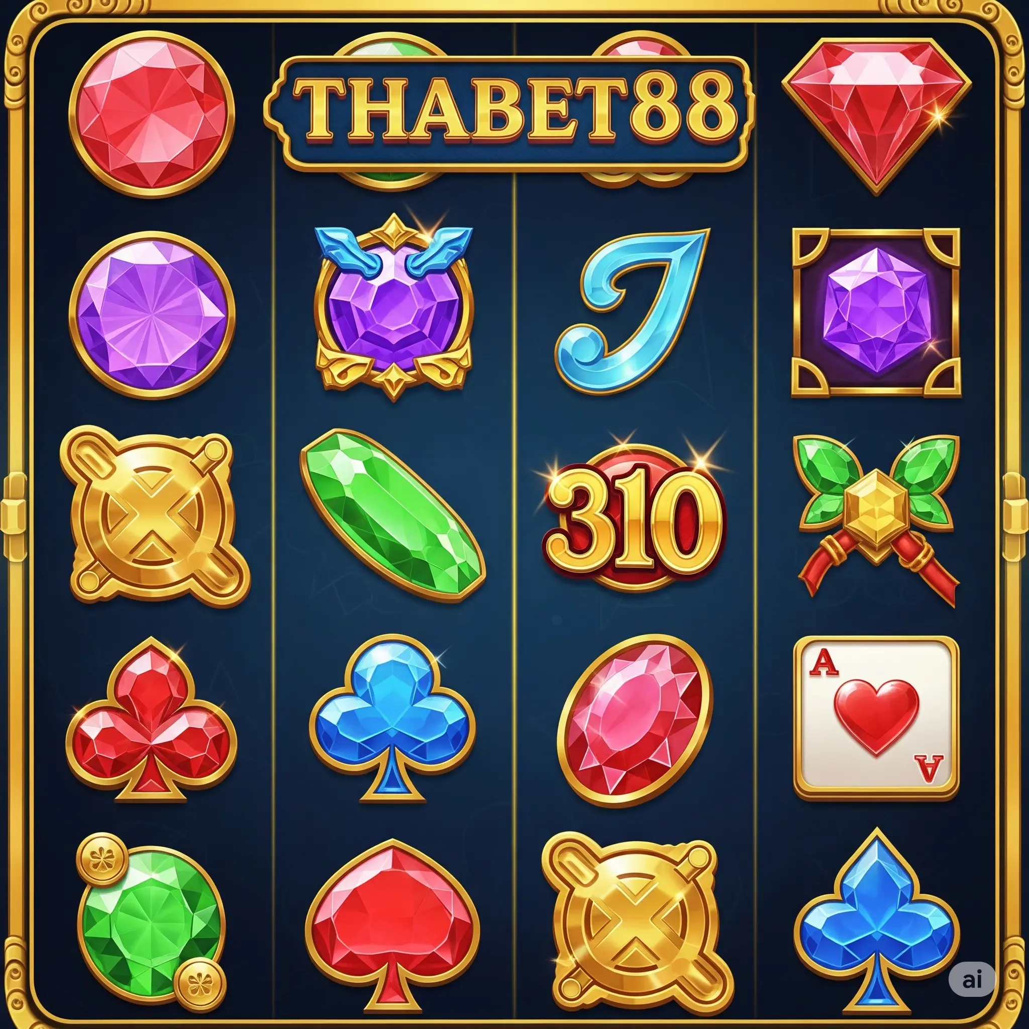 Hình ảnh các biểu tượng đặc biệt (Wild, Scatter, Bonus) trong một game nổ hũ Thabet88.