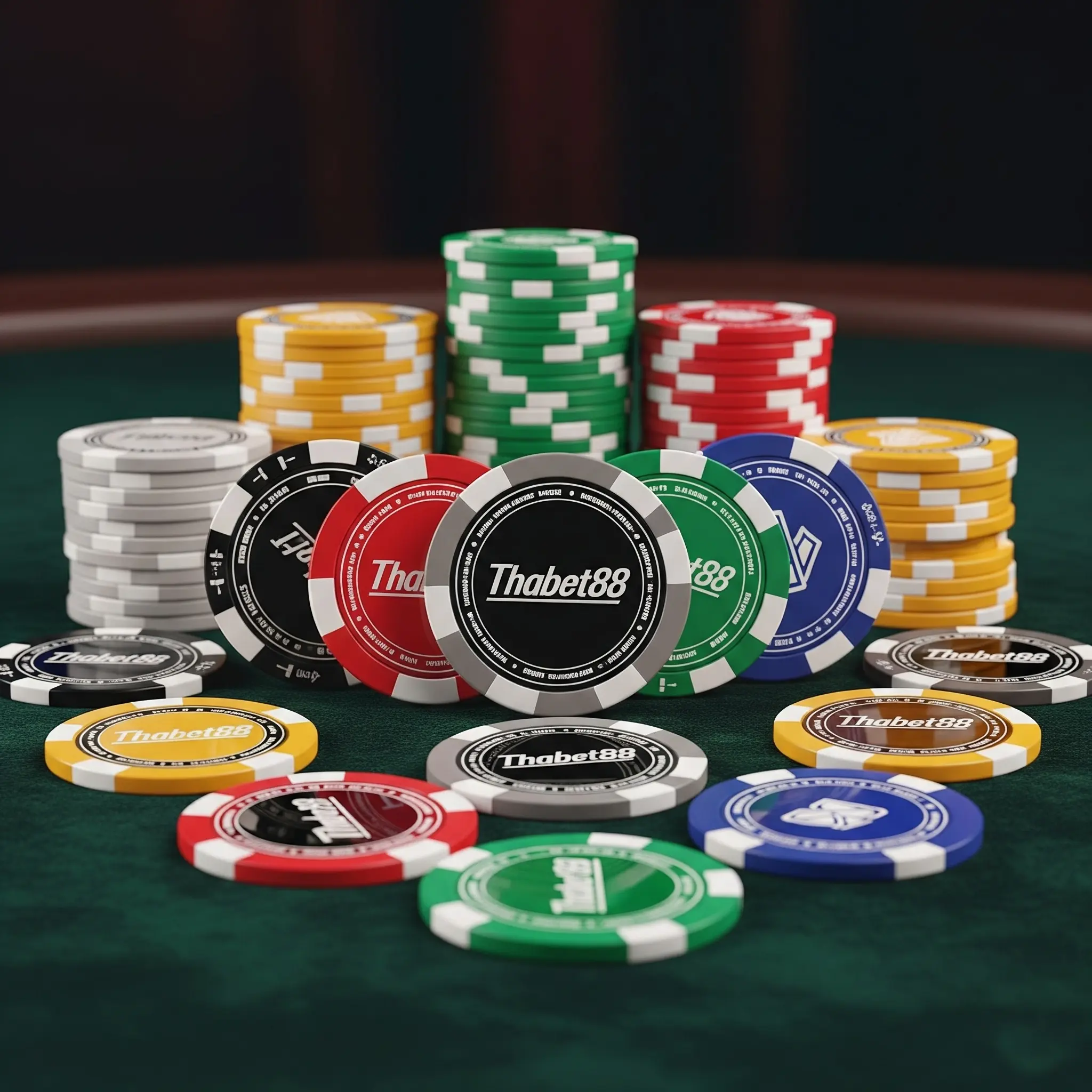 Hình ảnh về các chip cược tại game bài Thabet88, liên quan đến quản lý vốn.